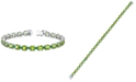 Macy's Peridot (16-3/4 ct. t.w.) & Tsavorite (2-1/2 ct. t.w.) Tennis Bracelet in Sterling Silver
